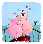 Postkarte Schweine 'in Love'
