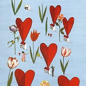 Quadratische Klappkarte Paar mit Herzen