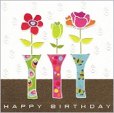 Klappkarte Happy Birthday, Blumen