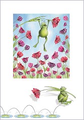 Postkarte Frosch mit Blume (2 Stck)