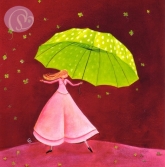 Postkarte Mdchen mit Schirm