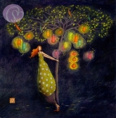 Postkarte Lampionbaum