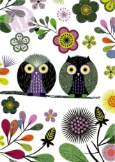 Postkarte Elegant Owls, wei