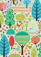 Postkarte Herzlichen Glckwunsch, Happy Trees