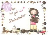 Poskarte alles ist gut mit Schokolade