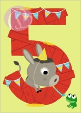 Postkarte Zahlen, 5 / Fnf