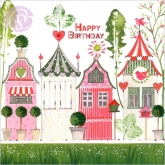 Postkarte Happy Birthday, Huser