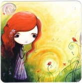 Postkarte Mdchen mit Vgeln