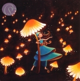 Postkarte Mdchen mit Pilzen