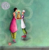 Postkarte Konditorin