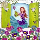 Postkarte Mdchen mit Giekanne