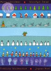 Postkarte Frhliche Weihnachten, mehrsprachig