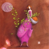 Postkarte Frau mit Zweigen