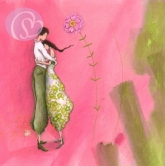 Postkarte Paar mit Blume
