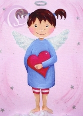 Postkarte Schutzengel, Mdchen