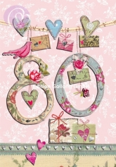 Klappkarte 80. Geburtstag, Stitches