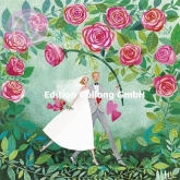 Postkarte Hochzeitspaar mit Rosen