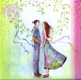 Postkarte Paar im Blumenherz