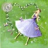 Postkarte Mdchen mit Tulpenherz