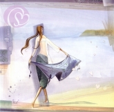 Postkarte Frau am Strand