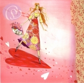 Postkarte Frau auf Herz