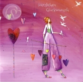 Postkarte Herzlichen Glckwunsch, Herzen