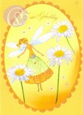 Postkarte Zum Geburtstag, Fee mit Gnseblmchen