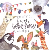Postkarte Kunterbunte Geburtstagsgre