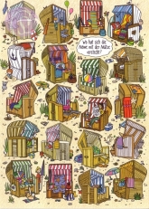 Postkarte, R�stelkarte Strandkorb