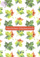 Postkarte Herzlichen Glckwunsch, Herbstbltter