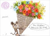 Postkarte Ein Ttchen Blumen fr Dich