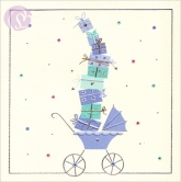 Klappkarte Kinderwagen, blau