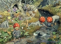 Postkarte Die Wichtelkinder, Frhling