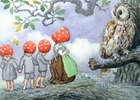 Postkarte Die Wichtelkinder, Eule