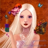 Postkarte Frau mit Geschenken