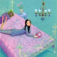 Postkarte Mdchen mit Telefon