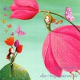 Postkarte M�dchen mit Tulpen