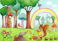 Postkarte Mrchenwald