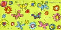 Postkarte Geburtstag, Schmetterlinge