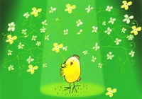 Postkarte Kken mit Blumen