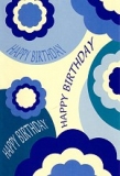 Klappkarte Happy Birthday, Flower Power blau (5 Stck)