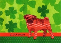 Postkarte Glcksmops
