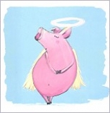 Postkarte Engel-Schwein