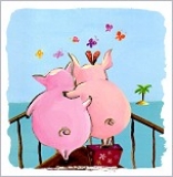 Postkarte Schweine 'in Love'