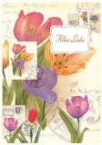 Postkarte Alles Liebe, Tulpen