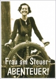Postkarte Frau am Steuer - Abenteuer